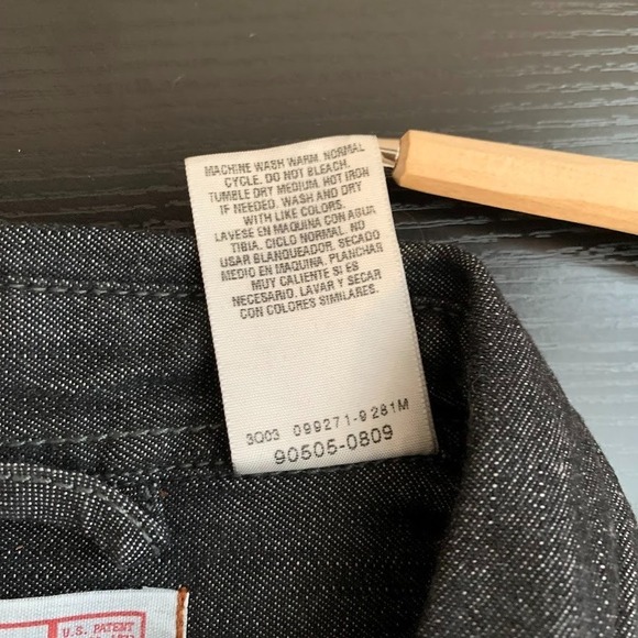 Levi Strauss Signature Black Denim Button Up Shirt Long Sleeve Workwear Men's XL - Picture 6 of 9